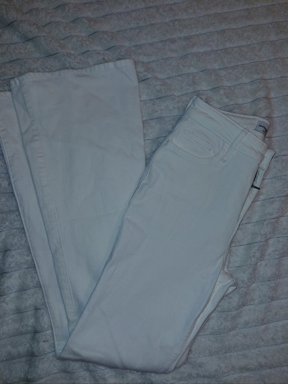 Abercrombie & Fitch Flare Ultra High Rise Stretchy White Denim Jeans